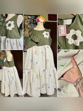 Green Garden Hexie Flower Dress